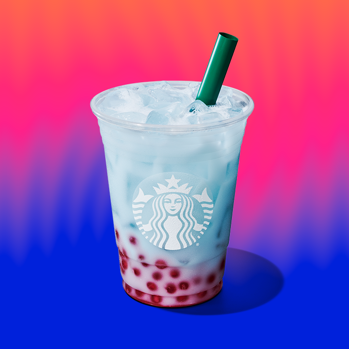 Starbucks' new Summer Skies Drink has raspberry, blueberry and blackberry flavors and is made with coconut milk and raspberry-flavored pearls.