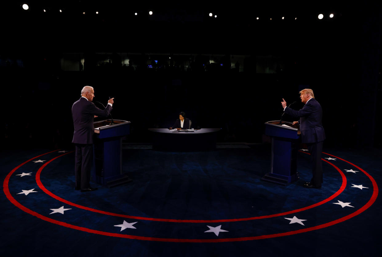 President Donald Trump, right, and Joe Biden