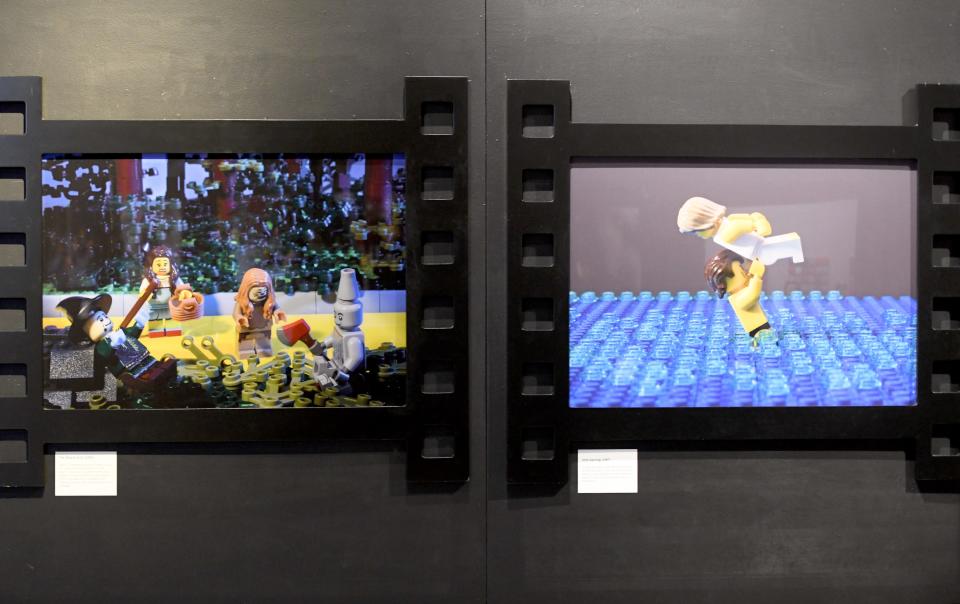 "Brick Flicks" is a new exhibit at the McKinley Presidential Library & Museum by Lego artist Warren Elsmore. The exhibit features iconic scenes from 40 movies constructed from Lego bricks.