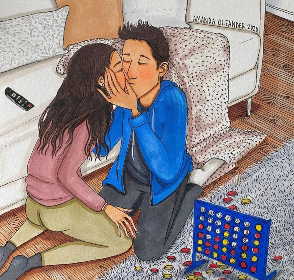 "Connect Four Kiss" (Photo: <a href="https://www.instagram.com/p/B9uhC5gB-pn/" target="_blank">Amanda Oleander</a>)