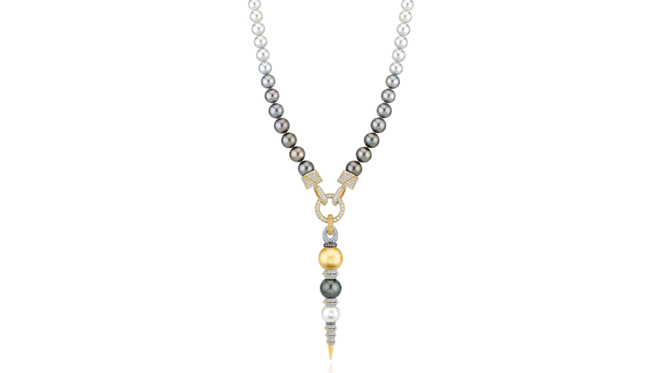 Rosa Van Parys Trinity Pearl Dagger Necklace - Credit: Rosa Van Parys