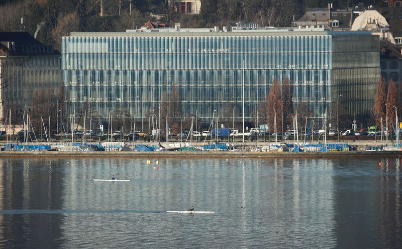 FILE PHOTO: Reinsurer Swiss Re's headquarters are seen on the banks of Lake Zurich in Zurich