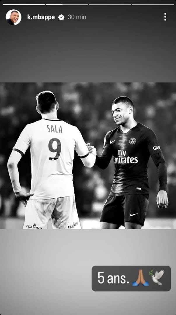 El posteo en Instagram de Mbappé para Emiliano Sala