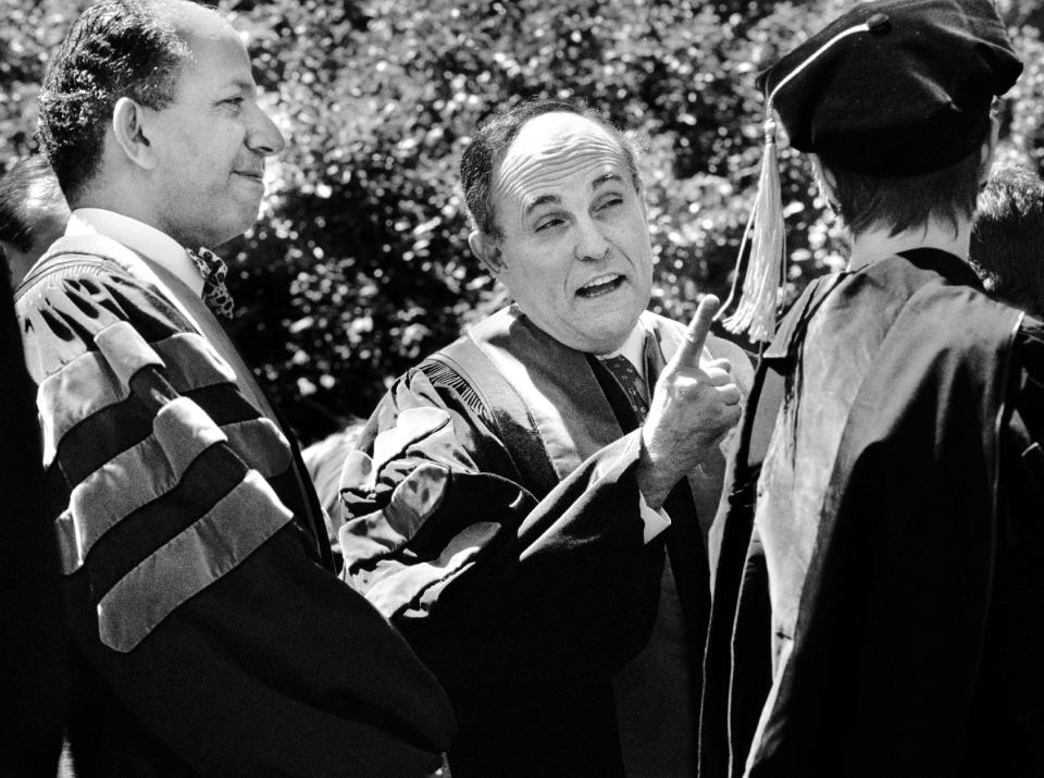 Rudy Giuliani receives honorary degree at Georgetown University.