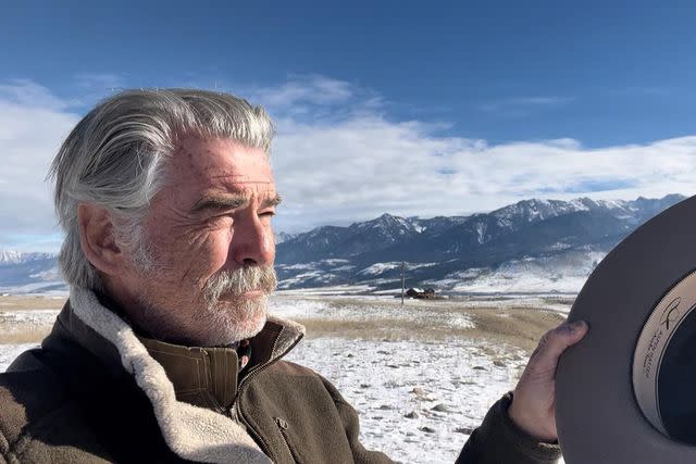 <p>Pierce Brosnan/Instagram</p> Pierce Brosnan in Montana.
