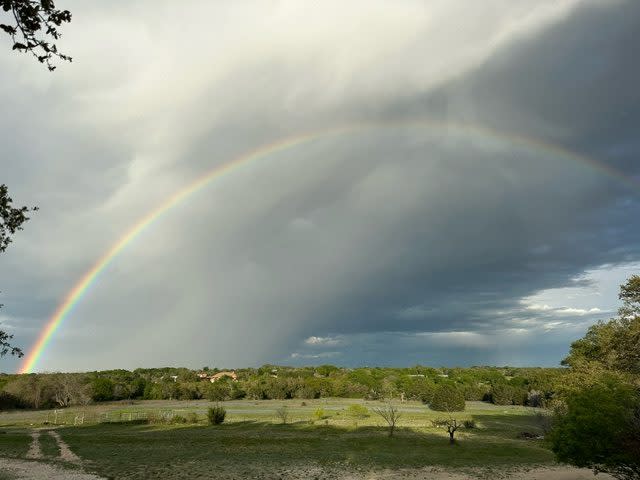 A rainbow appeared in Georgetown after scattered storms passed through Central Texas on Wednesday | Courtesy Pam Geiger