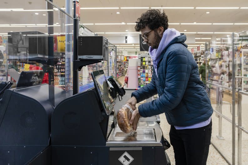 Shopper using self checkout