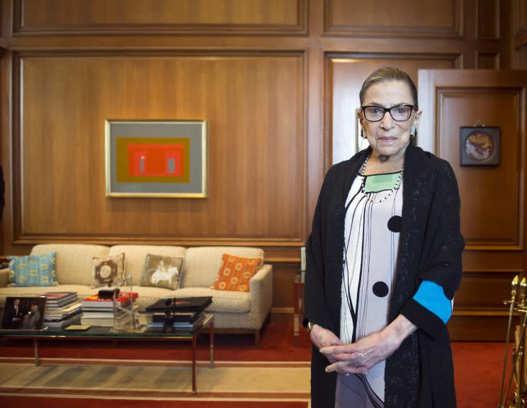 Associate Supreme Court Justice Ruth Bader Ginsburg in her chambers in Washington in 2014. (Photo: Cliff Owen/AP)