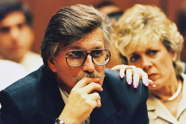 Fred Goldman and Patty Goldman, parents of Ron Goldman, during a preliminary hearing for O.J. Simpson's murder trial in 1994. - Credit: Lee Celano/WireImage/Getty Images