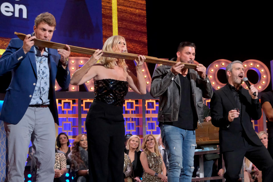 Shep Rose, Vicki Gunvalson and Jax Taylor were three of the 76 Bravolebrities featured on BravoCon's WWHL. (Photo: Charles Sykes/Bravo/NBCU Photo Bank via Getty Images)