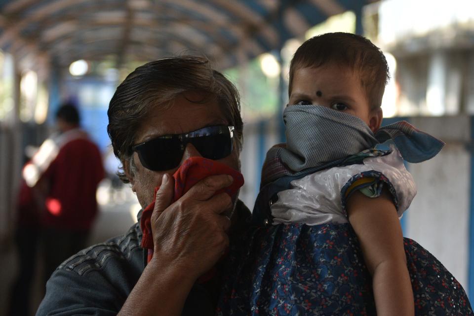 A view of the emergency ward of the Beleghata I.D. and B.G. Hospital where people have been wearing masks for safety from coronavirus in Kolkata.