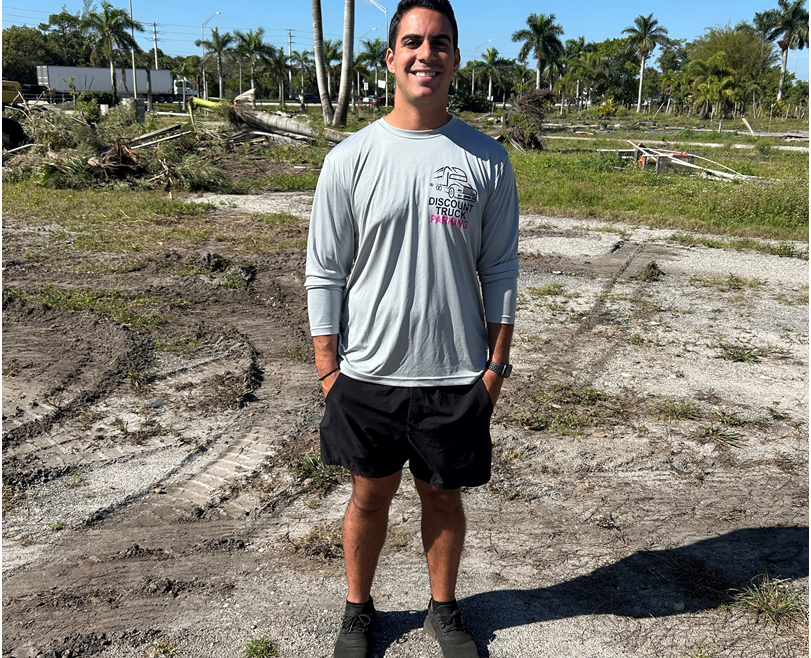 Ariel Golan, an owner of Discount Truck Parking, on the six-acre parcel off Southern Boulevard near the Turnpike that will soon be the site of the county's first commercial truck parking lot. It will accommodate up to 200 vehicles, fulfilling a critical need for trucks to park.