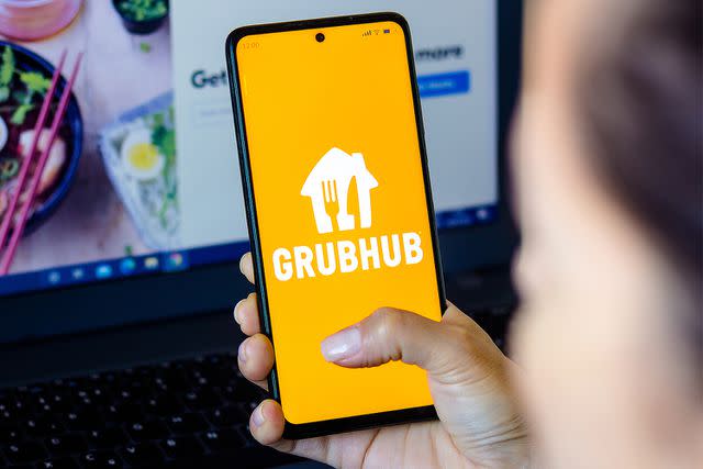 Getty smartphone with the Grubhub logo