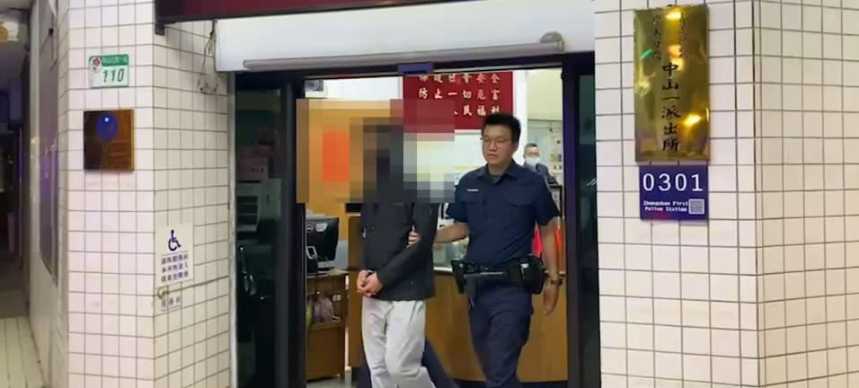 二十五歲游姓犯嫌開車衝撞警車釀二傷，警開四槍仍兔脫，但因自知難逃法網，在三小時後主動投案。 （記者孫曜樟攝）