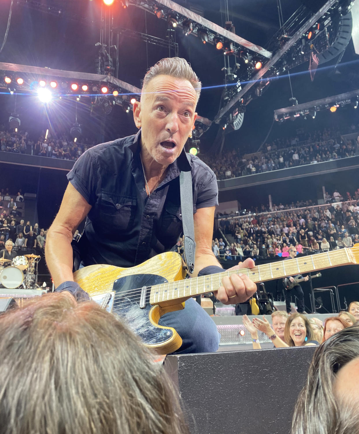 Wax figure or real rock star? I took this photo of Springsteen at a show in Brooklyn, New York. 
 (Courtesy Sharon Waters)
