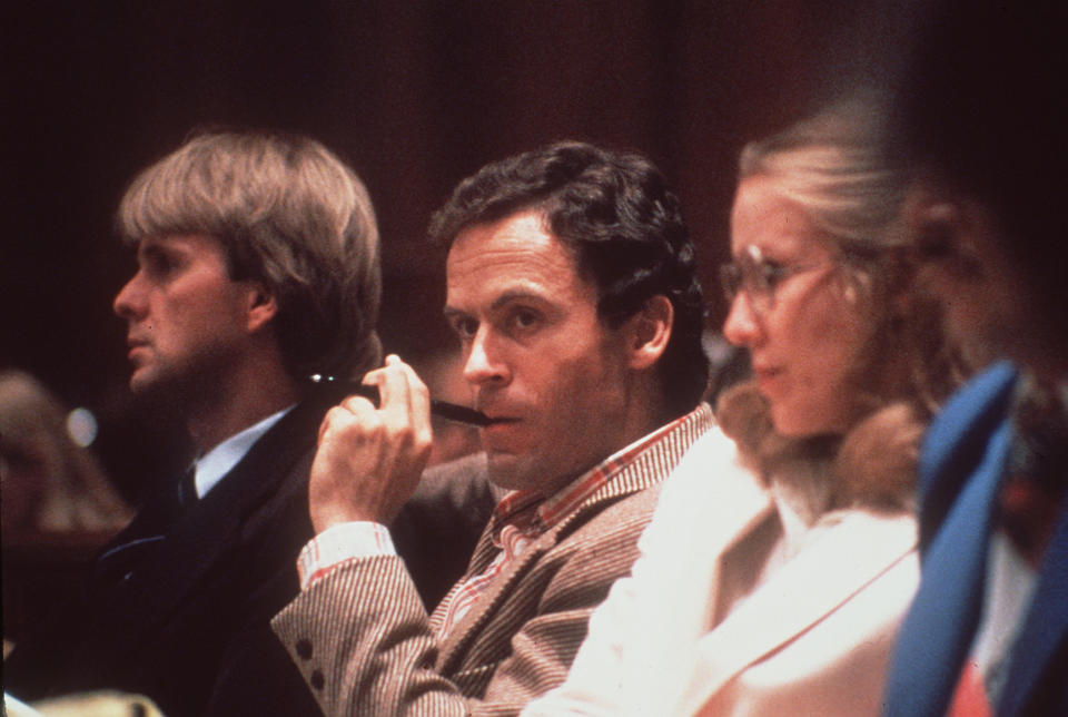 FILE - This 1979 file photo shows Ted Bundy, convicted murderer, in a Miami courtroom. (AP Photo)