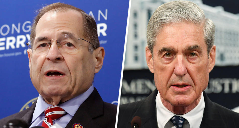 Rep. Jerry Nadler, D-N.Y., chairman of the House Judiciary Committee, and special counsel Robert Mueller (Photos: Richard Drew/AP; Mandel Ngan/AFP/Getty Images)