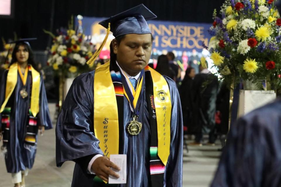 Isai Perez Hernandez during the Sunnyside High graduation ceremony held at the Save Mart Center on June 6, 2023.