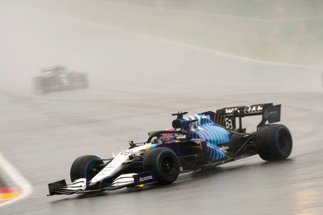 George Russell finished second at the rain-hit Belgian Grand Prix (Francisco Seco/PA)