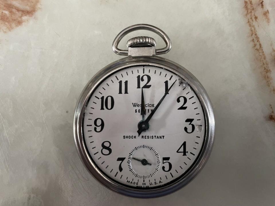 The pocket watch of Gerald Smith's father, Robert Smith.