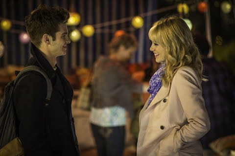 emma stone and andrew garfield in 'the amazing spider-man 2' movie