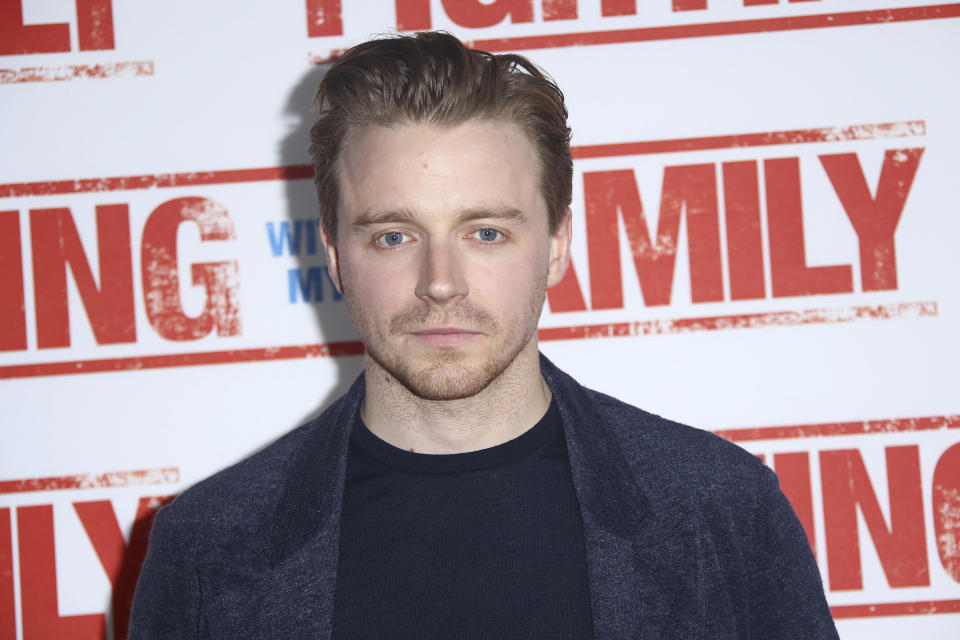 Actor Jack Lowden poses for photographs upon arrival at the Uk Premiere of the film, 'Fighting with my Family' at a central London cinema , Monday, Feb. 25, 2019. (Photo by Joel C Ryan/Invision/AP)