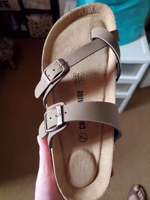 A pair of these trendy two-strap sandals