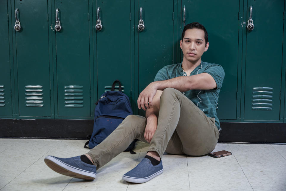 <p>Jorge, who is openly gay, works to raise awareness about the need for more support and services for LGBTQ kids in schools. (Photo: Mark Hill/A&E) </p>