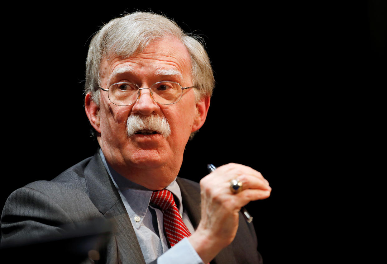 Former U.S. national security advisor John Bolton speaks during his lecture at Duke University in Durham, North Carolina, U.S. February 17, 2020.  (Jonathan Drake/Reuters)