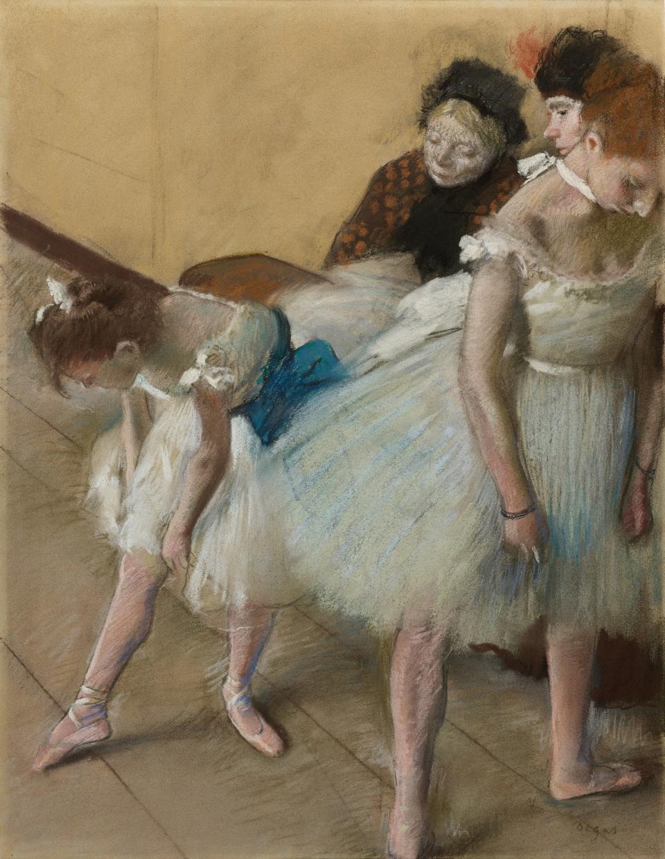 Edgar Degas, Dance Examination, 1880. Pastel on paper; overall: 62.2 x 46.5 cm (24 1/2 x 18 5/16 in.). Lent by the Denver Art Museum, 1941.6