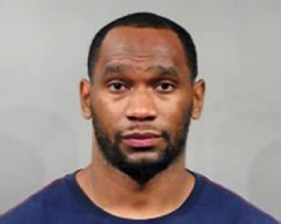 This photo provided by the Sedgwick County Sheriff’s Office in Wichita, Kan., shows former Dallas Cowboys running back Joseph Randle, who was arrested and booked into the Sedgwick County Jail early Friday, Sept. 7, 2018, on a suspicion of rape charge. (Sedgwick County Sheriff’s Office via AP)