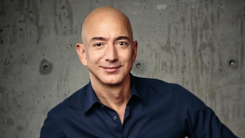 <p>Amazon began as a small startup run out of Jeff Bezos' Seattle garage in 1994 and has grown into an e-commerce giant worth over $1.5 trillion. Bezos remains the company's CEO and holds a 10.6% stake, Forbes reported.</p> <p>You may know that Bezos is the richest man in the world, but do you know how much he is actually worth? <a rel="nofollow noopener" href="https://www.gobankingrates.com/net-worth/business-people/jeff-bezos-money/?utm_campaign=1166545&utm_source=yahoo.com&utm_content=6&utm_medium=rss" target="_blank" data-ylk="slk:See what Bezos is worth.;elm:context_link;itc:0;sec:content-canvas" class="link ">See what Bezos is worth.</a></p> <p><small>Image Credits: Amazon</small></p>