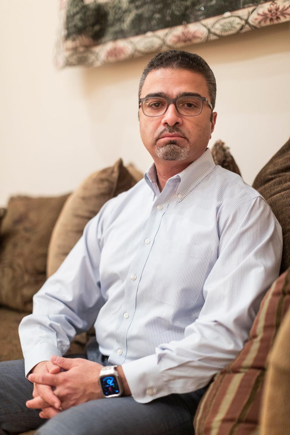 Dr. Emad Shehada, a Palestinian doctor at his home in West Bloomfield on Thursday, Oct. 26, 2023.