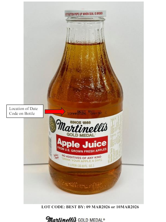 One lot of Martinelli’s Apple Juice is being recalled over concerns with arsenic levels.