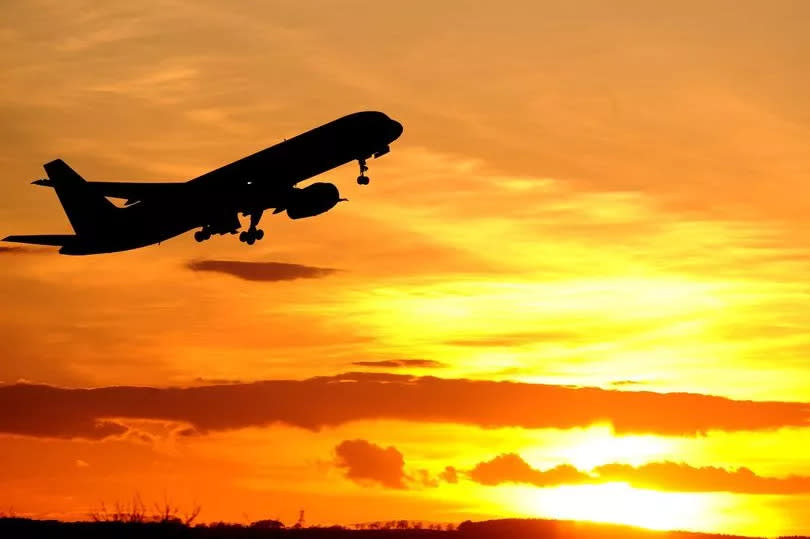 A plane leaving Newcastle Airport