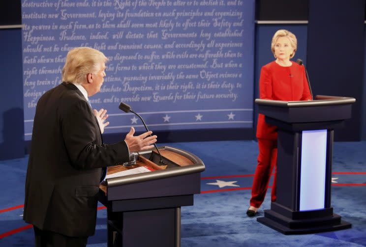 Donald Trump and Hillary Clinton at the first presidential dbeate in Hempstead, N.Y. (Photo: Rick Wilking/Reuters)