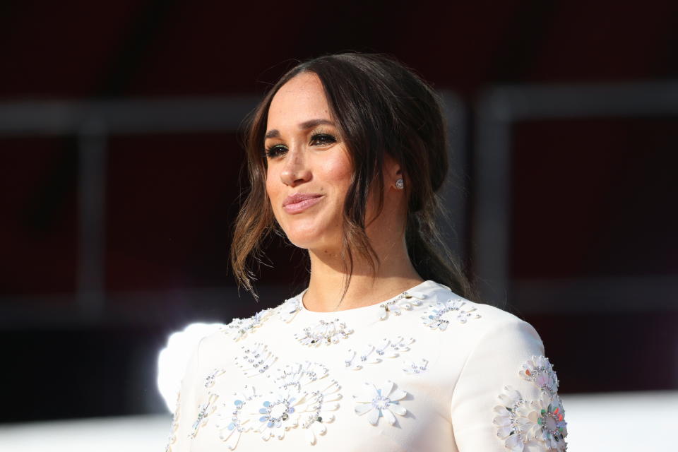 Meghan Markle appears onstage at the 2021 Global Citizen Live concert at Central Park in New York, U.S., September 25, 2021. REUTERS/Caitlin Ochs