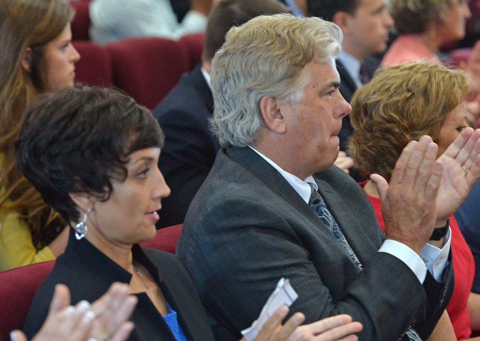 Erin Connelly Marucci, left, and David Ridge both won seats on the Erie County Court of Common Pleas in 2019. They were in attendance at a courthouse ceremony in June 2019, about a month after each won nominations in the primary.