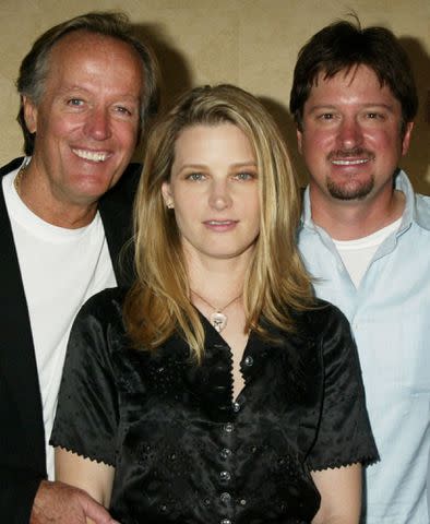 <p>Jim Smeal/BEI/Shutterstock</p> Peter Fonda, Bridget Fonda, and Justin Fonda.