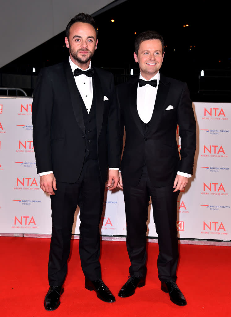 <p>The nation’s favourite double act donned co-ordinating suits for the awards ceremony. <em>[Photo: Getty]</em> </p>