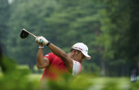 Japan's Hideki Matsuyama hits a tee shot on the 13th hole during the first round of the men's golf event at the 2020 Summer Olympics on Wednesday, July 28, 2021, at the Kasumigaseki Country Club in Kawagoe, Japan. (AP Photo/Matt York)