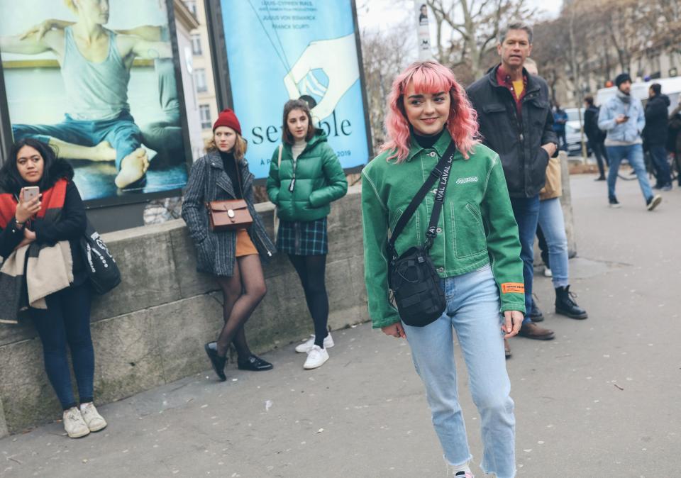 Maisie Williams in a Heron Preston jacket