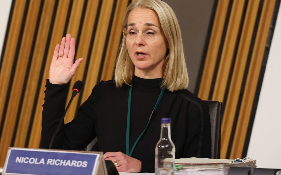 Nicola Richards swearing an oath to tell the truth - PA