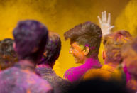 <p>Indians play with colors during Holi celebrations in Hyderabad, India, Thursday, March 1, 2018. Holi, the Hindu festival of colors, also marks the advent of spring. (Photo: Mahesh Kumar A./AP) </p>