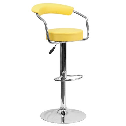 4)  Contemporary Yellow Vinyl Barstool