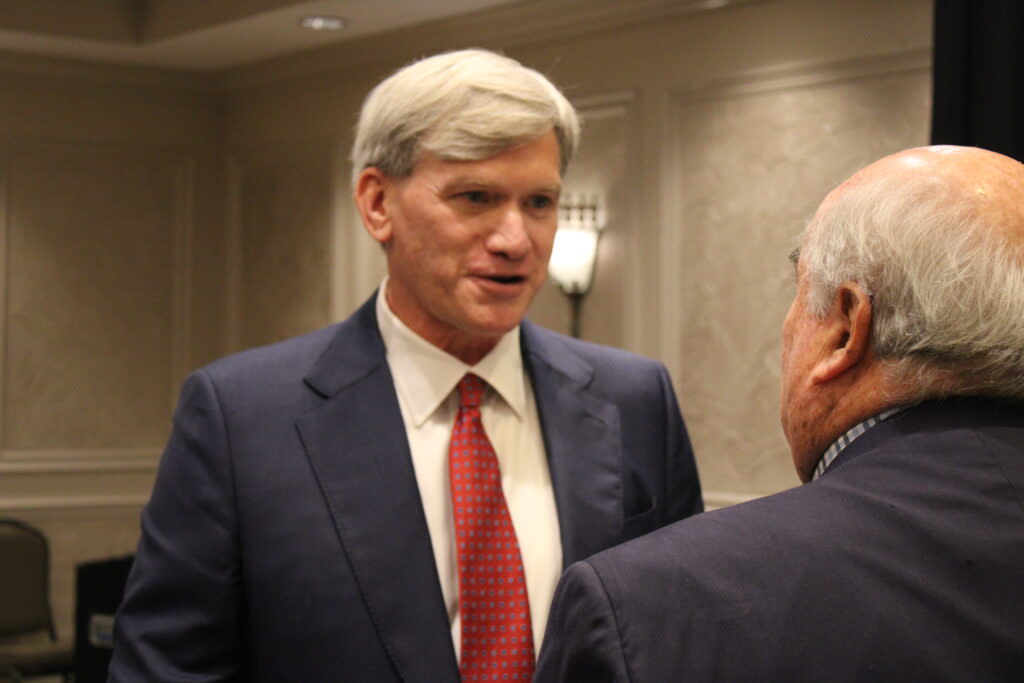 Louisiana Insurance Commissioner Tim Temple is pictured at the Public Affairs Research Council of Louisiana candidate's forum April 27, 2023, at the Crowne Plaza Hotel in Baton Rouge.