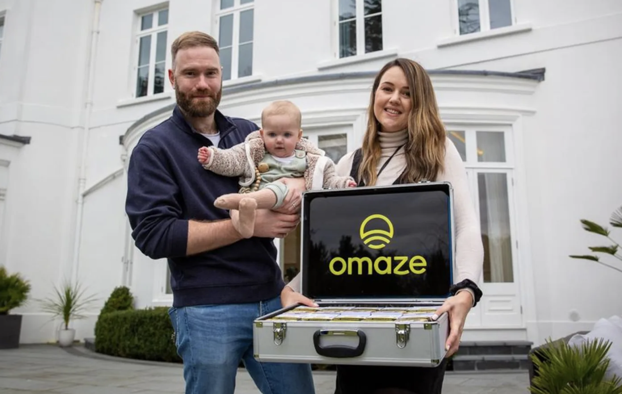 Becca Pott, right, with her husband Ben and their daughter Ava. (Omaze)