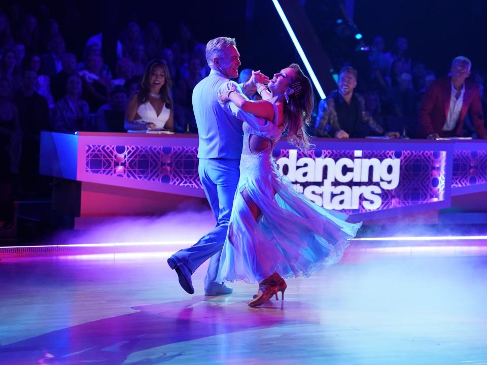 Sam Champion and Cheryl Burke dance the foxtrot during the season 31 premiere of ABC's "Dancing With the Stars."