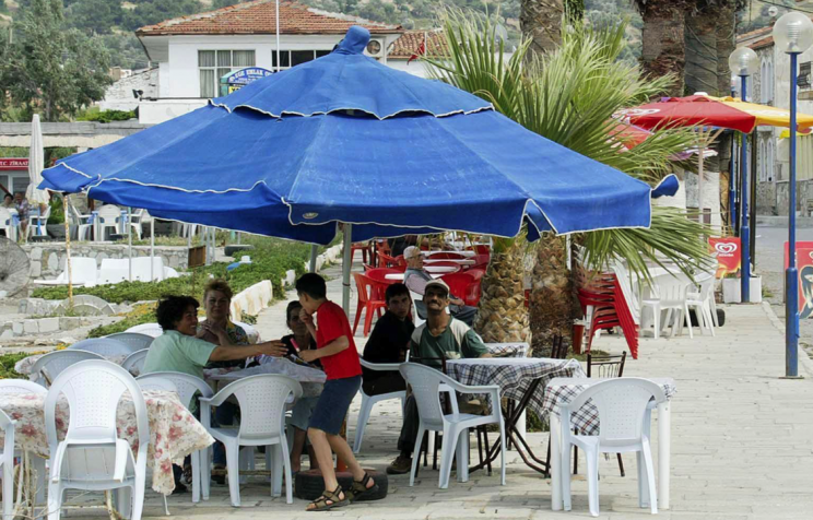 The tragic incident occurred at a cafe in the seaside resort of Foca (Picture: REX Features)