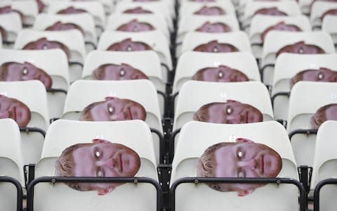  Ben Stokes masks on seats before play  - Credit: Action Images via Reuters/Carl Recine